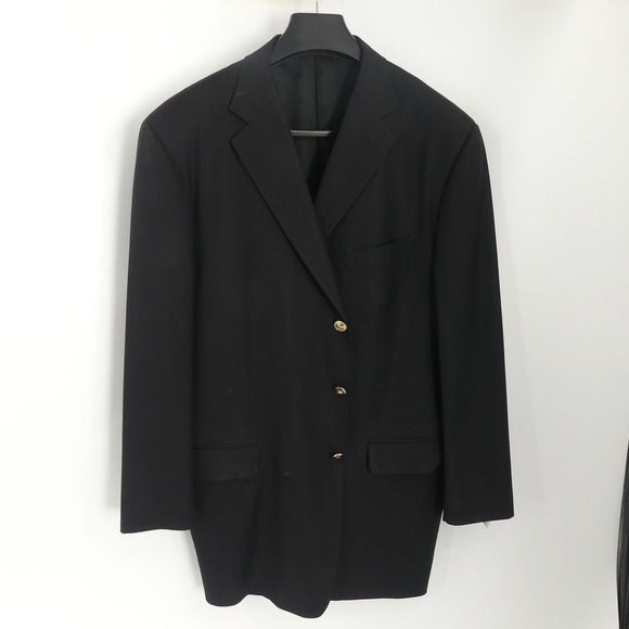 Pal Zileri Wool Blazer Gold Buttons Black 58R IT‎ US 48R